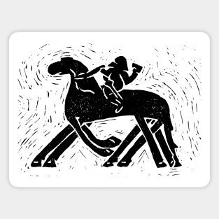 Riding to Valhalla or Tjängvide Odin and Sleipnir (Black Ink Version) Magnet